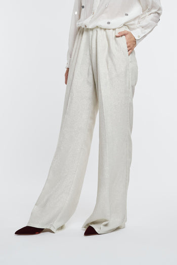 Pantalone Flared in Velluto Laminato Grigio Donna - 3