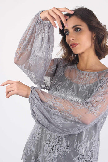 Casacca Pizzo Laminata Con Sot Grigio Perla - 7