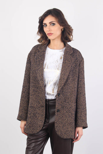 Blazer Spinato Inserto Lurex Moro/blu - 2