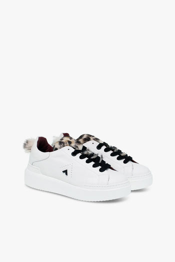 Sneakers in pelle e cavallino bianco e marrone - 5