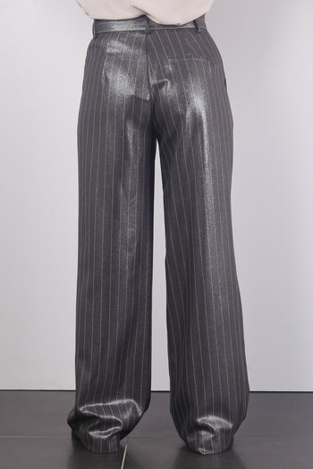 Pantalone Gessato Laminato Grigio - 3