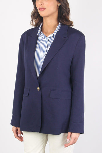 Giacca Monopetto Misto Lino Blu - 8