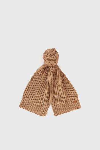 Set Beanie e Sciarpa in Lana Colore Marrone e Cammello Donna - 4