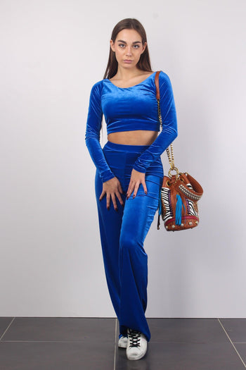 Sophie Maglia Cropped Vellut Blu - 4