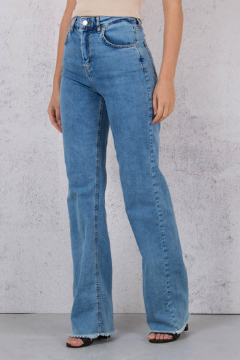 Jeans Palazzo Fondo Sfrangiato Denim - 10