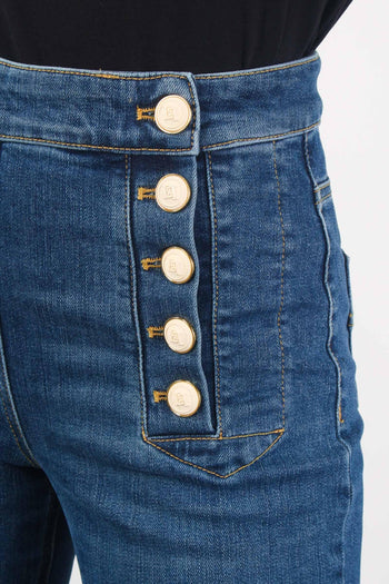 Jeans Bottoni Laterali Blue Vintage - 8