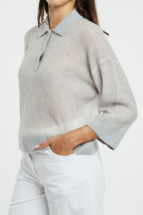 Maglia Tricot Nuvola Misto Alpaca Argento