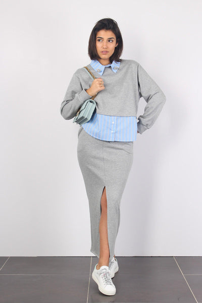 Gonna Felpa Spacco Grigio