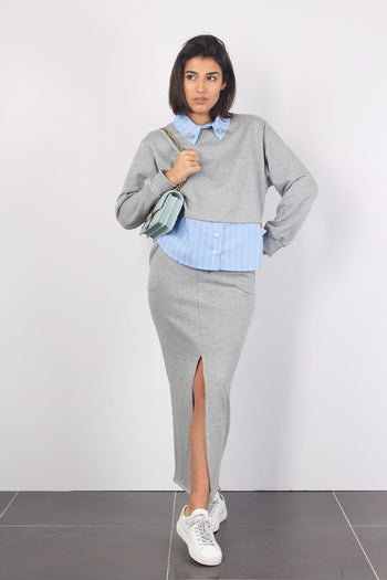 Gonna Felpa Spacco Grigio - 5