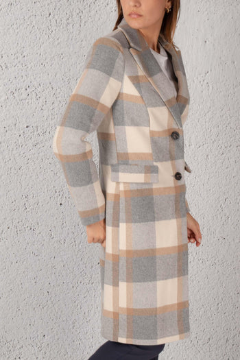 Moda Cappotto Check Taglio Uomo Grigio Donna - 4