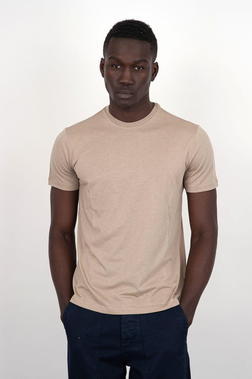 T-shirt Girocollo Cotone/Lyocell Sabbia