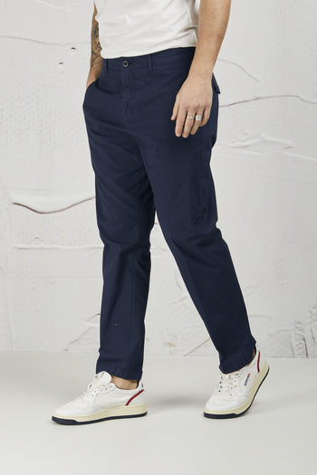 Pantalone Chino Misto Cotone Colore Blu - 3