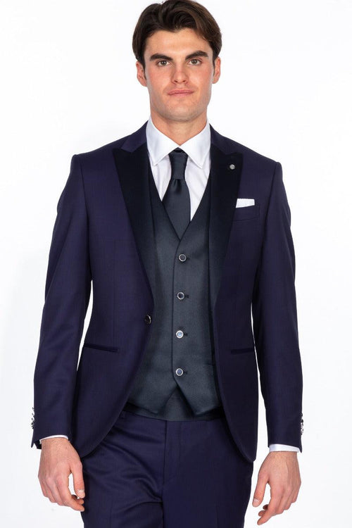 Abito Plastron e Gilet Blu Uomo - 2