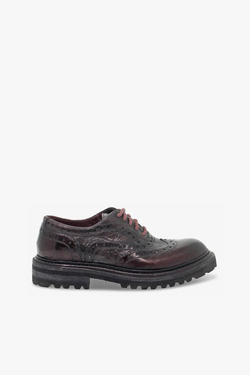 Scarpa bassa DERBY STILE INGLESE in pelle bordeaux e grigio