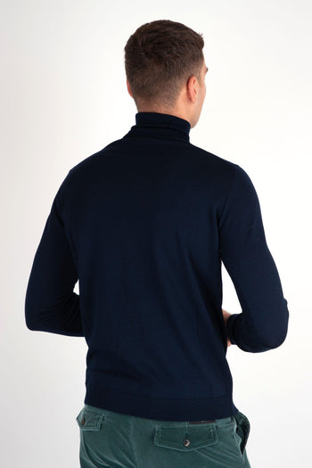 Maglia Dolcevita Lana Blu Navy - 4