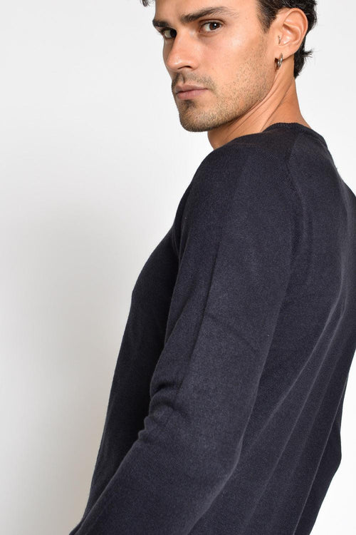 Pull V Maglia Rasata Blu Uomo