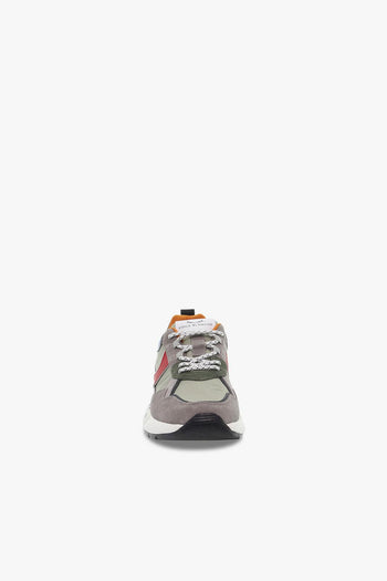 Sneakers CLUB16 in camoscio e nylon grigio e rosso - 4