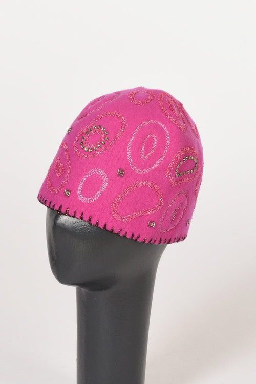 Cappello Decorato Fucsia Donna