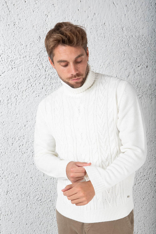Dolcevita Con Trecce Bianco Uomo