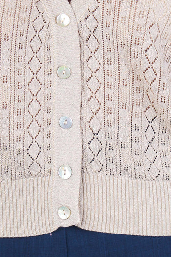 Cardigan Corto Traforato Oro - 6