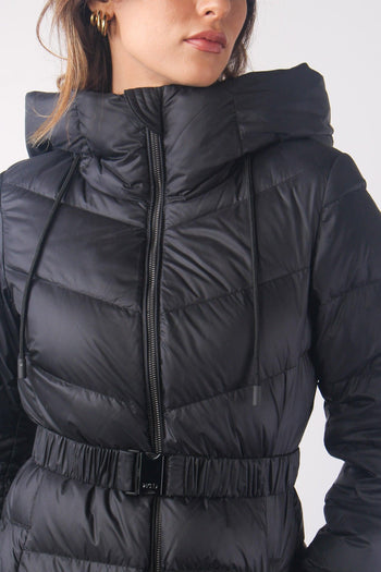 Mia Piumino Lungo Cinturato Nero - 7