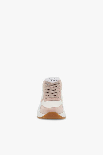 Sneakers FLOWEE 02 in camoscio e nylon bianco e rosa - 4