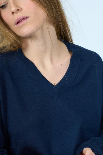 Maglia Scollo V Blu Donna - 6