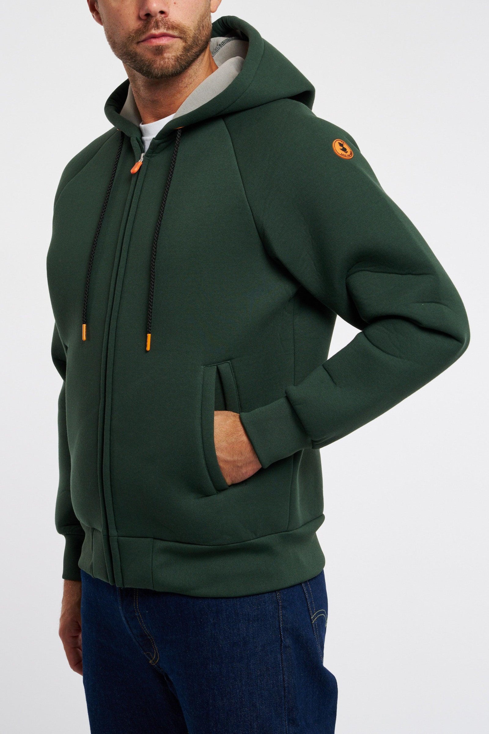 Felpa Uomo Con Cappuccio E Zip Oversize YA-Green Taglia XL - Leggera Con Tasche - Giacca Pullover Primavera/Autunno