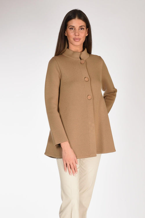 Giacca Di Maglia Beige Cammello Donna