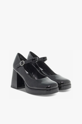 Scarpa con tacco MINGLE BLACK PATENT in vernice nero - 5