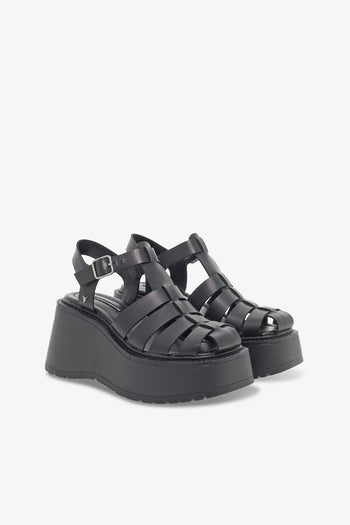 Zeppa CRUSH BLACK LEATHER in pelle nero - 5