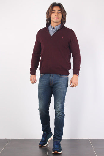 Maglia Mezza Zip Lambswool Aged Wine - 3