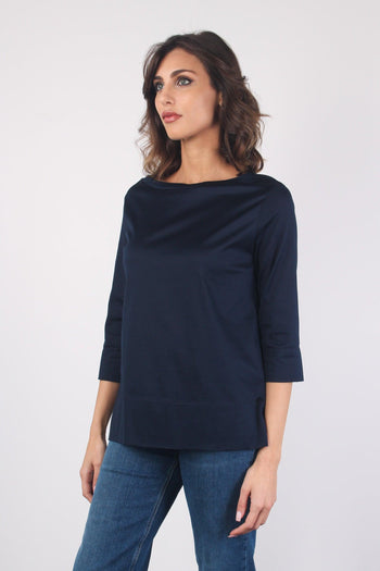 T-shirt Scollo Barca Jersey Blu Navy - 2