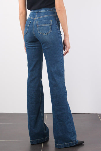 Jeans Bottoni Laterali Blue Vintage - 5