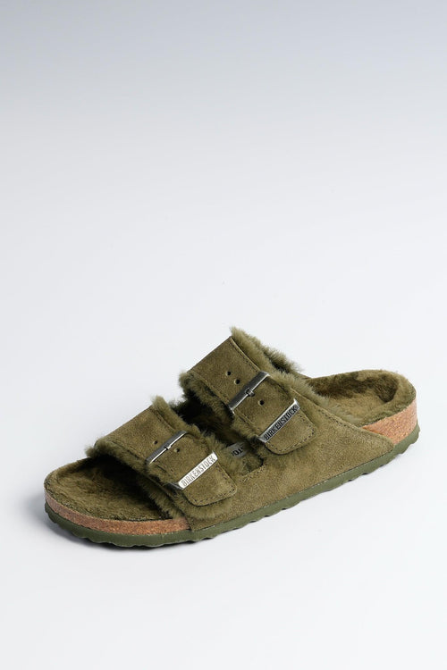 Ciabatta Arizona Shearling Verde Donna