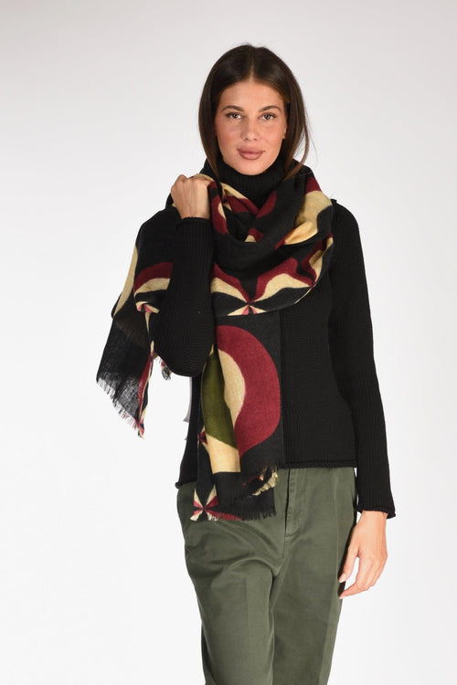 Sciarpa Stampata Nero/multicolor Donna