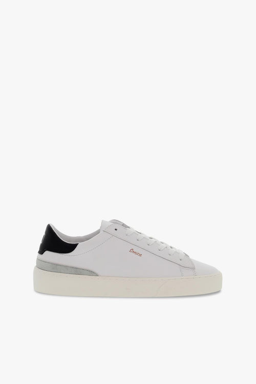 Sneakers SONICA CALF WHITE-BLACK in pelle e camoscio bianco e nero - 1