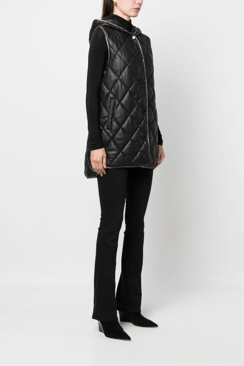 Gilet Nero Donna smanicato trapuntato