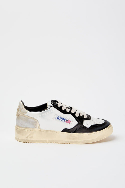 Sneakers Sup Vint Low Bianco Nero e Platino