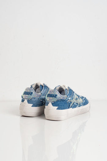 Sneaker malibu in denim con strass - 3