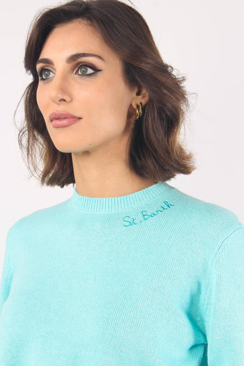 Girocollo Scritta St Barth Verde Acqua - 7