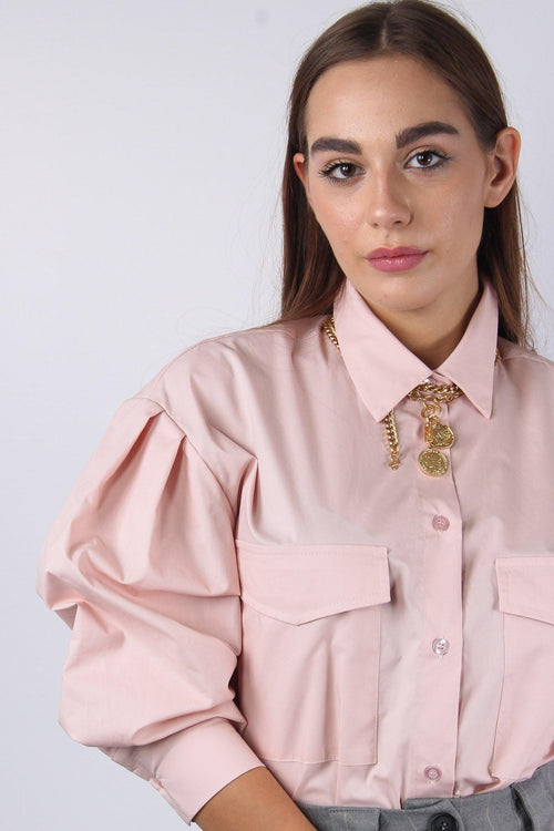 Camicia Over 2 Tasche Rosa - 2