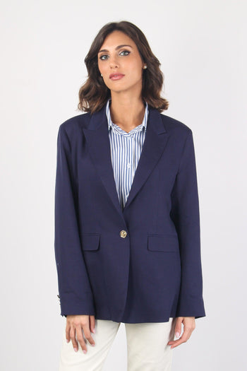 Giacca Monopetto Misto Lino Blu - 2