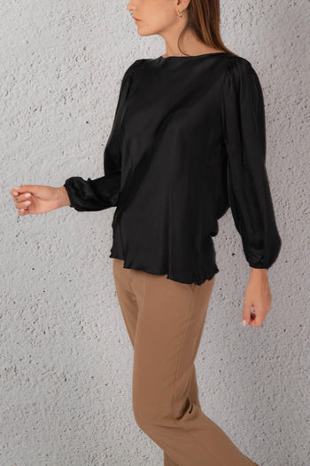 Camicia In Raso Nero Donna - 2