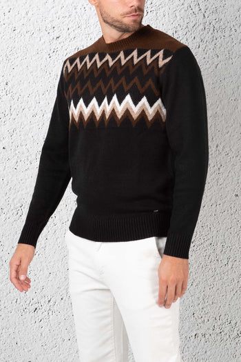 Pull Jacquard Nero Uomo - 5