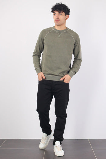 Girocollo Cotone Lavato Army Green - 3
