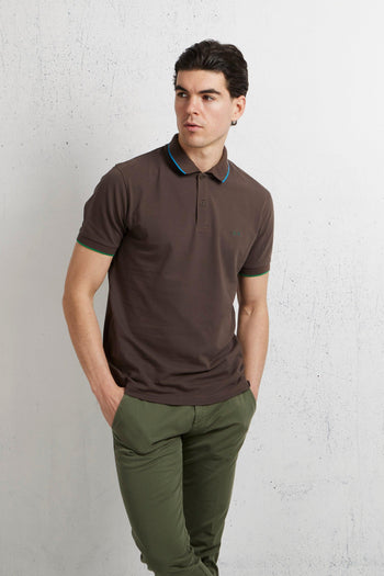Polo Small Stripe On Collar El Marrone Uomo - 5