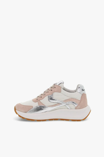 Sneakers FLOWEE 02 in camoscio e nylon bianco e rosa - 3