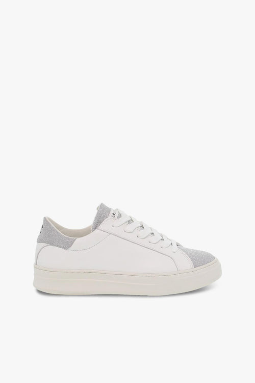 Sneakers SONIK LOW CUT in pelle e glitter bianco e argento