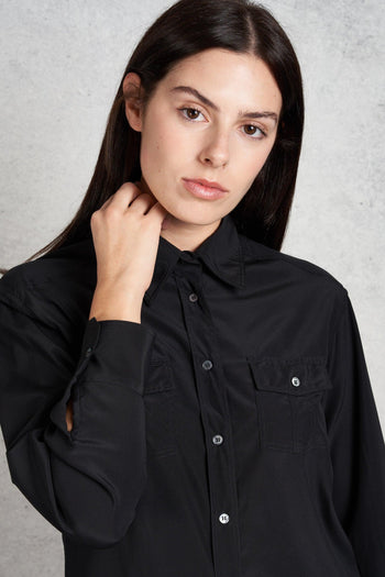 Camicia Seta Nero Donna - 4